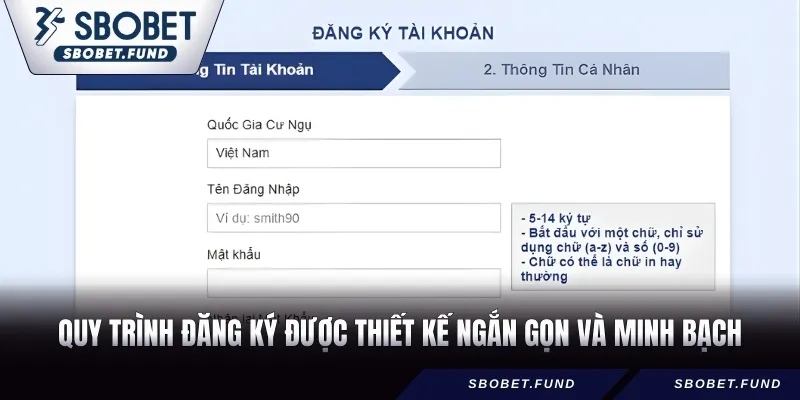 Quy trình đăng ký được thiết kế ngắn gọn và minh bạch